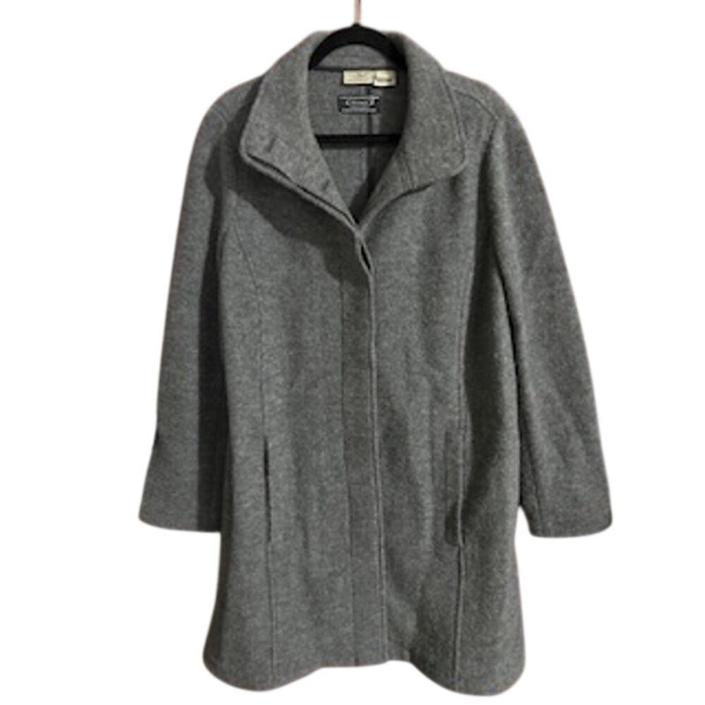 LL Bean Women's sz 1X Bellandi Italian Gray Boiled Wool Coat 295887